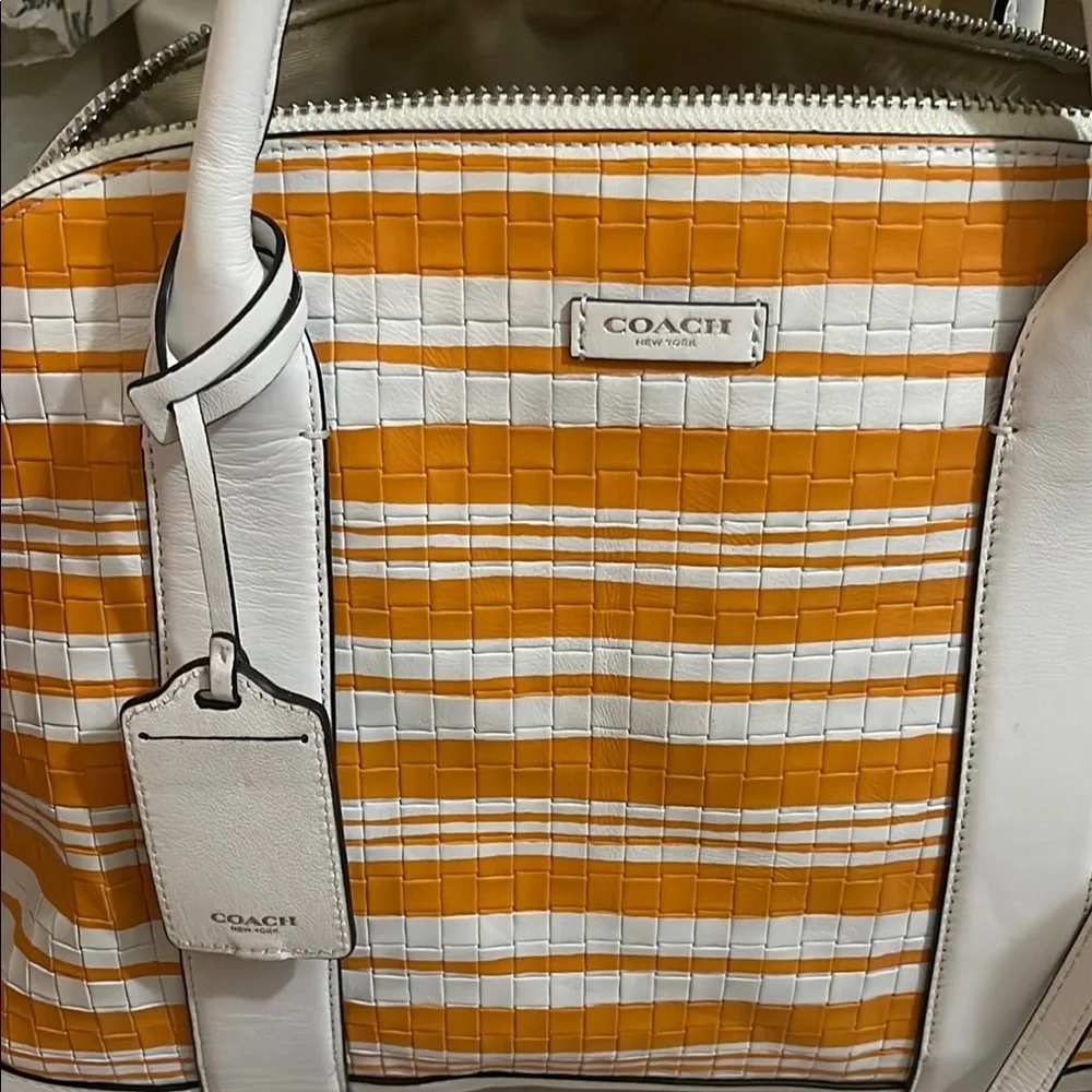COACH - Bleeker Preston woven embossed satchel Bag- EUC- 31004